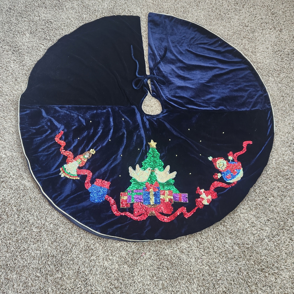 Festive Velvet Christmas Tree Skirt